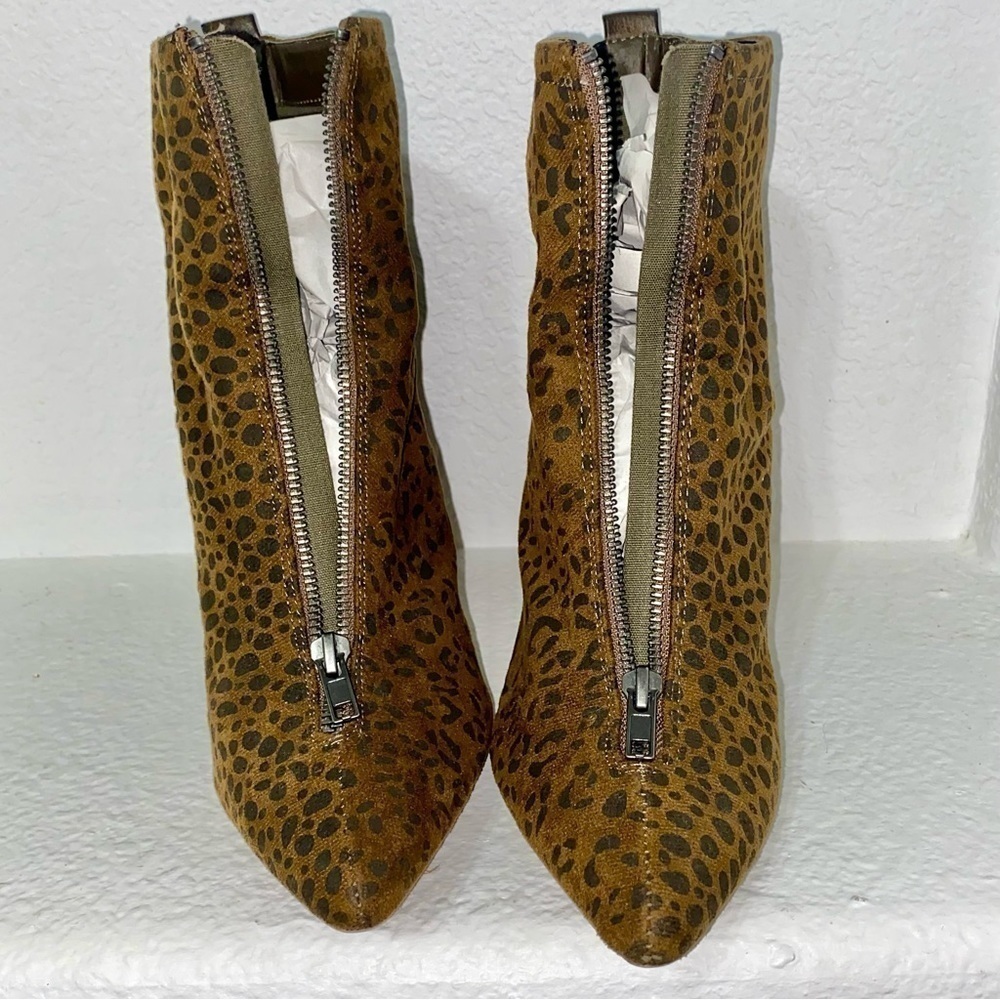 Leopard print faux suede zip up block heel boot 8 - Picture 6 of 9